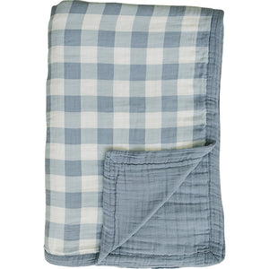 Dusty Blue Gingham Twin Muslin Quilt Dusty Blue Gingham Twin Muslin Quilt