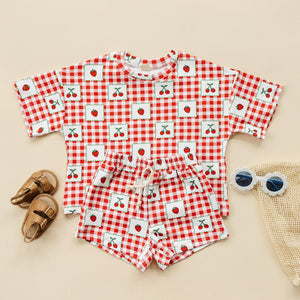 Shorts Set | Strawberry Gingham Shorts Set | Strawberry Gingham