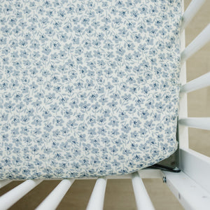 Blue Blossom Muslin Crib Sheet Blue Blossom Muslin Crib Sheet