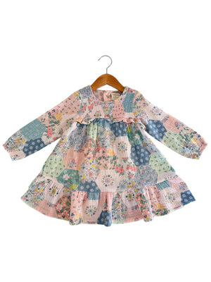 Smocked Ruffle Tiered Dress, Patchwork Smocked Ruffle Tiered Dress, Patchwork