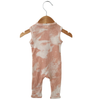 Organic Waffle Sleeveless Zip Romper, Pink Lemonade Tie Dye