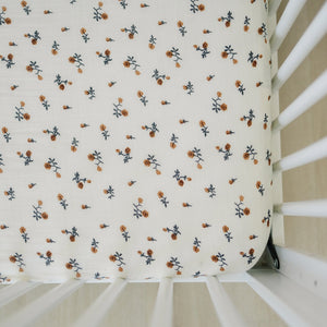 Cream Floral Muslin Crib Sheet Cream Floral Muslin Crib Sheet