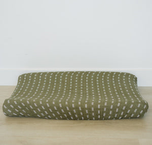 Olive Strokes Muslin Changing Pad Cover Olive Strokes Muslin Changing Pad Cover
