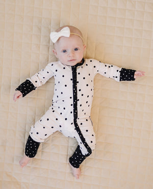 Bamboo Zip Romper | Classic Polka Bamboo Zip Romper | Classic Polka