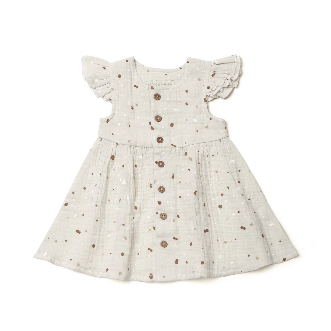 Organic Cotton Flutter Dress - Speckle