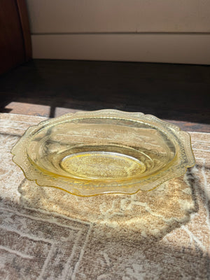 Vintage Yellow Depression Glass Serving Dish