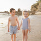 Light Blue Gingham Swim Shorts
