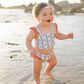 Block Print Floral Ruffle Bikini Set