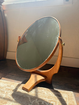 Vintage Mid-Century Wood Framed Vanity Mirror