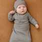Grey Organic Ribbed Newborn Knot Hat