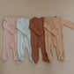 Pale Pink Organic Cotton Ribbed Zipper