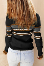Load image into Gallery viewer, Rib Knitted Stripe Detail Henley Sweater
