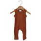 Organic Waffle Sleeveless Zip Romper, Caramel