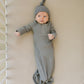 Grey Organic Cotton Ribbed Knot Gown