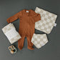 Taupe Checkered Muslin Bib