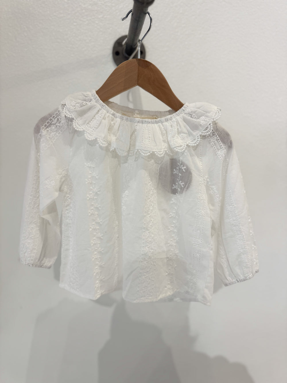 White Eyelet Detail Top