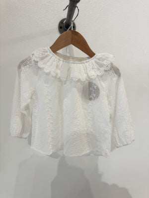 White Eyelet Detail Top
