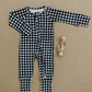 Bamboo Zip Romper | Black Gingham