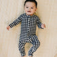 Bamboo Zip Romper | Black Gingham