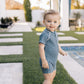 Navy Gingham Zipper Swimsuit