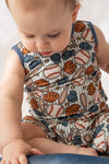 Blue Baseball Shorty Tank Romper
