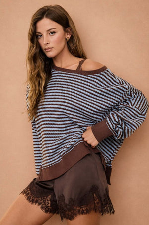 Striped Exposed Seam Knit Top