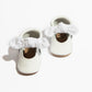 Ivory Swiss Dot Knotted Bow Baby Shoe