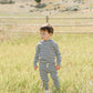 Charcoal Stripe Ribbed Hooded Set