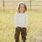 White Ribbed Ruffle Long Sleeve Top