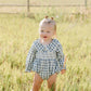 Blue Plaid Ruffle Collar Bubble Romper