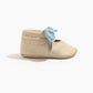 Linen Periwinkle Knotted Bow Baby Shoe