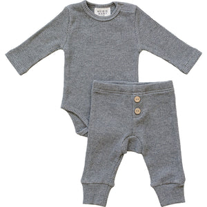 Charcoal Bodysuit Waffle Set
