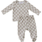 Taupe Checkered Bamboo Layette Set
