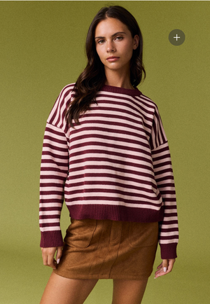 Striped Burgundy & Pink Sweater