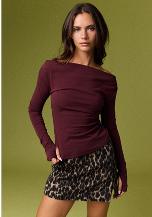 Burgundy Ruched Knit Top