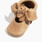 Weathered Brown Knotted Bow Baby Shoe