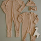 Latte Ribbed Bamboo Zipper