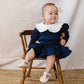 Navy Peter Pan Collar Pleated Skirt Set