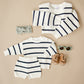 Navy Stripe Knit Shorts