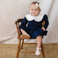 Navy Peter Pan Collar Pleated Skirt Set