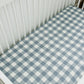 Dusty Blue Gingham Muslin Crib Sheet