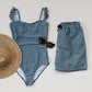 Navy Gingham Women’s One-Piece