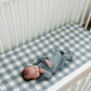 Dusty Blue Gingham Muslin Crib Sheet