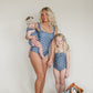 Navy Gingham One-Piece