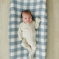 Dusty Blue Gingham Muslin Changing Pad Cover