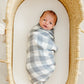 Dusty Blue Gingham Muslin Swaddle Blanket