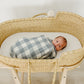 Dusty Blue Gingham Muslin Swaddle Blanket