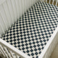 Charcoal Checkered Muslin Crib Sheet