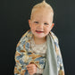 Paradise Palms+ Dusty Blue Muslin Quilt