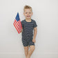 Navy Stripes Ribbed Bamboo Cozy Short Set
